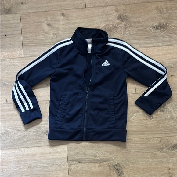 Adidas Navy Track Jacket with White Stripes - Picture 1 of 3